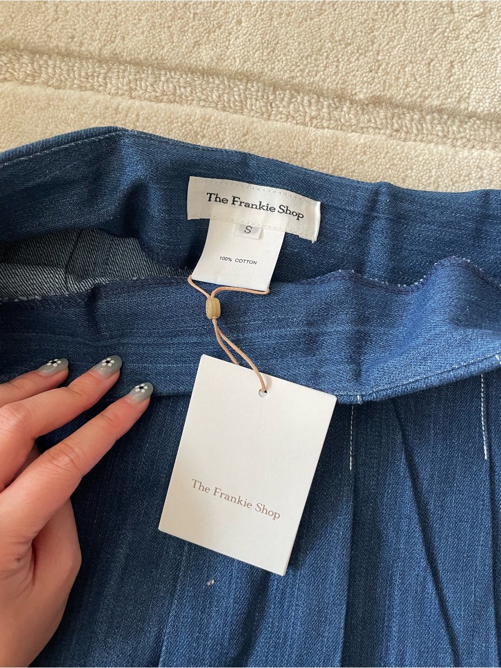 The Frankie Shop Dark Blue Pleated Skater Skirt - Picture 2 of 3